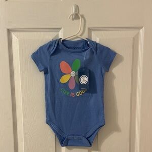 Life Is Good Blue Onesie with Multicolor Flower